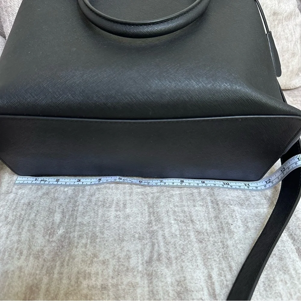 Tory Burch Robinson Medium Triple Compartment Black Leather Tote Bag - Picture 12 of 16